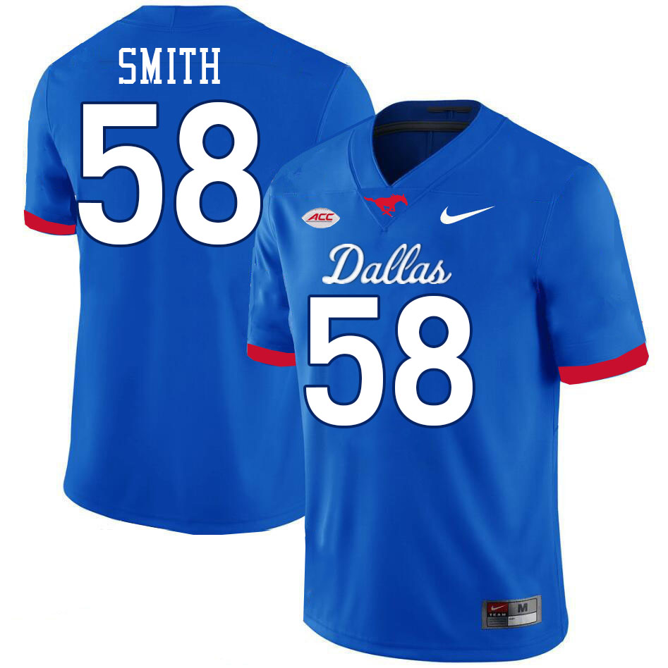 SMU Mustangs #58 Isaiah Smith Jersey College Football Uniforms-Dallas Royal